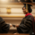 A female African American receives her Ph.D