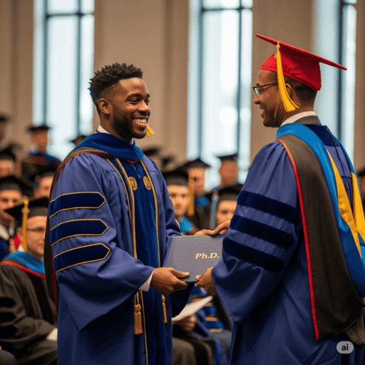 A photo of a young African American male receiving is Ph.?D