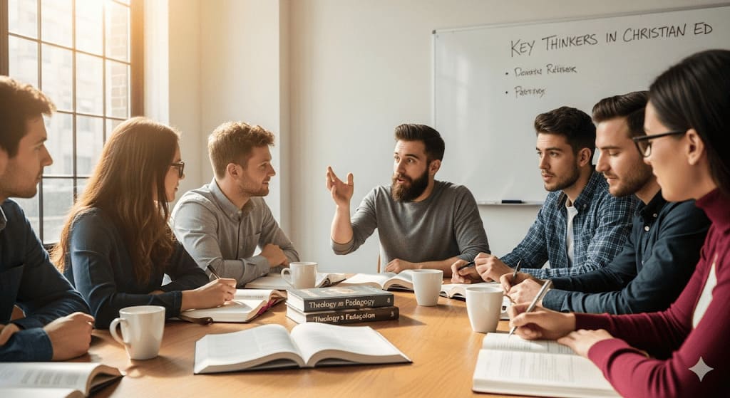 A group of doctorate Students discussing the doctorate of Christian Education.